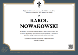 Karol Nowakowski Nekrolog